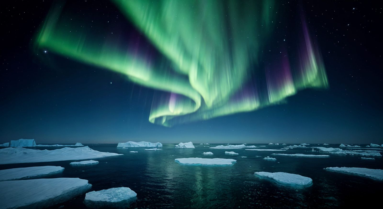 Aurora Borealis Over Frozen Sea, Masterpiece