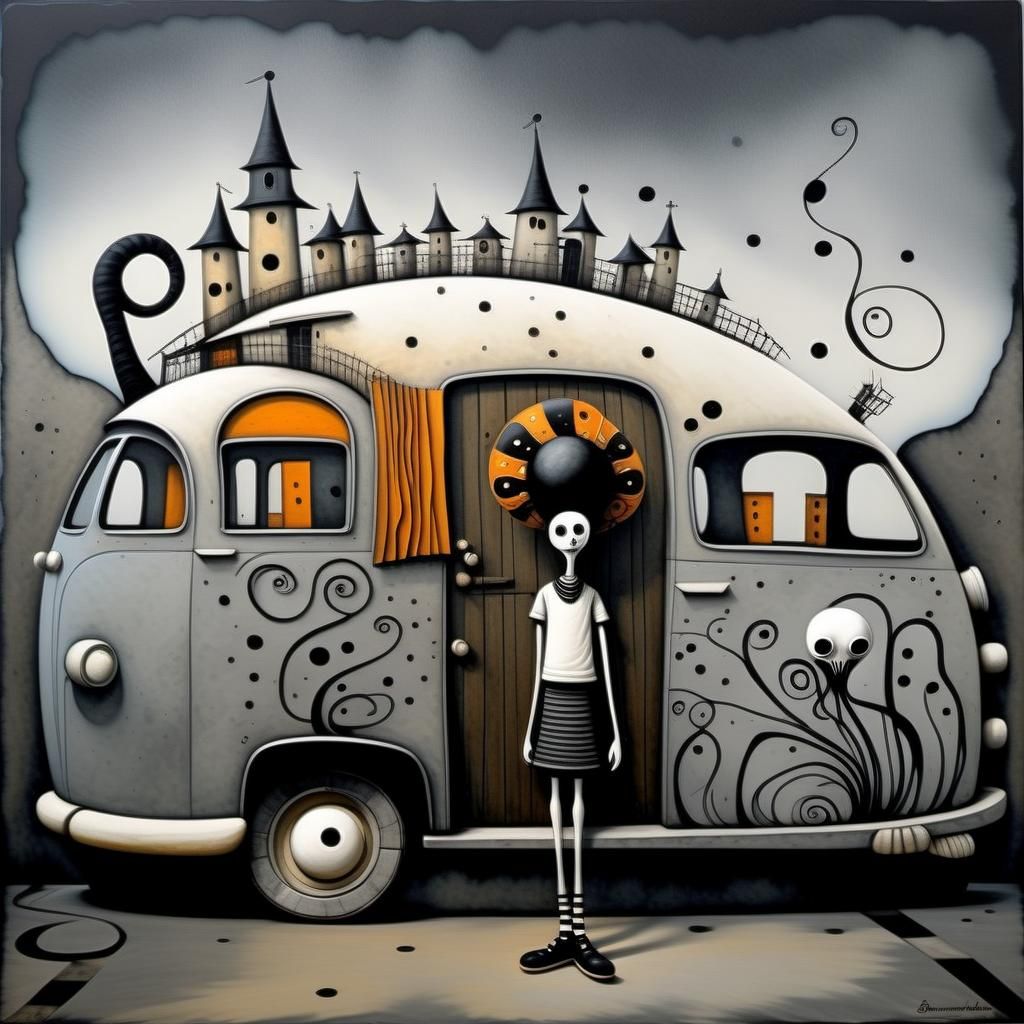 Roma in Slovakian Town: Edward Gorey-Style Art