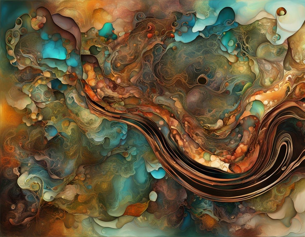 Organic Abstraction in Earthy Hues with Digital Distortion