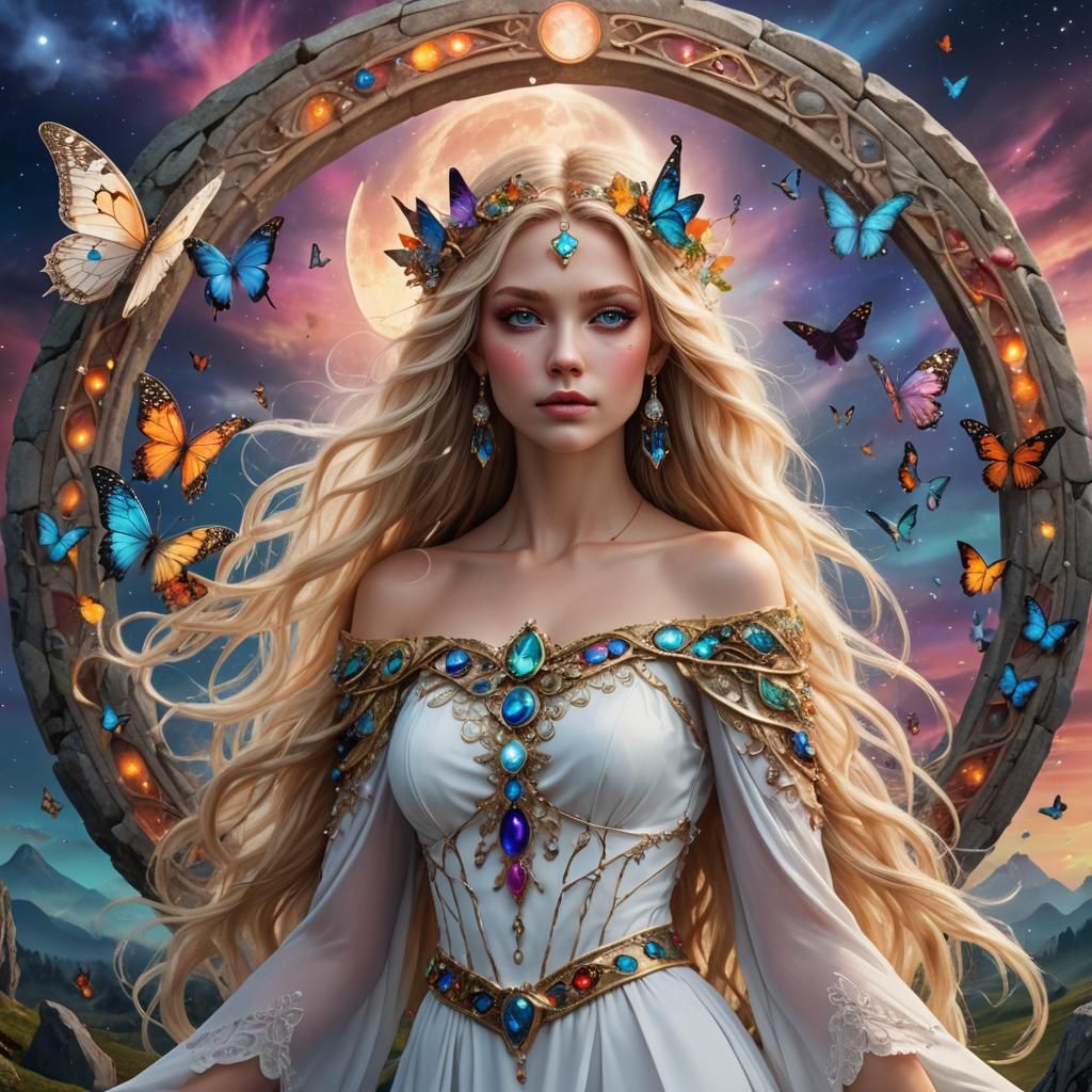 Fairy Goddess in Mystic Stone Circle, Digital Art