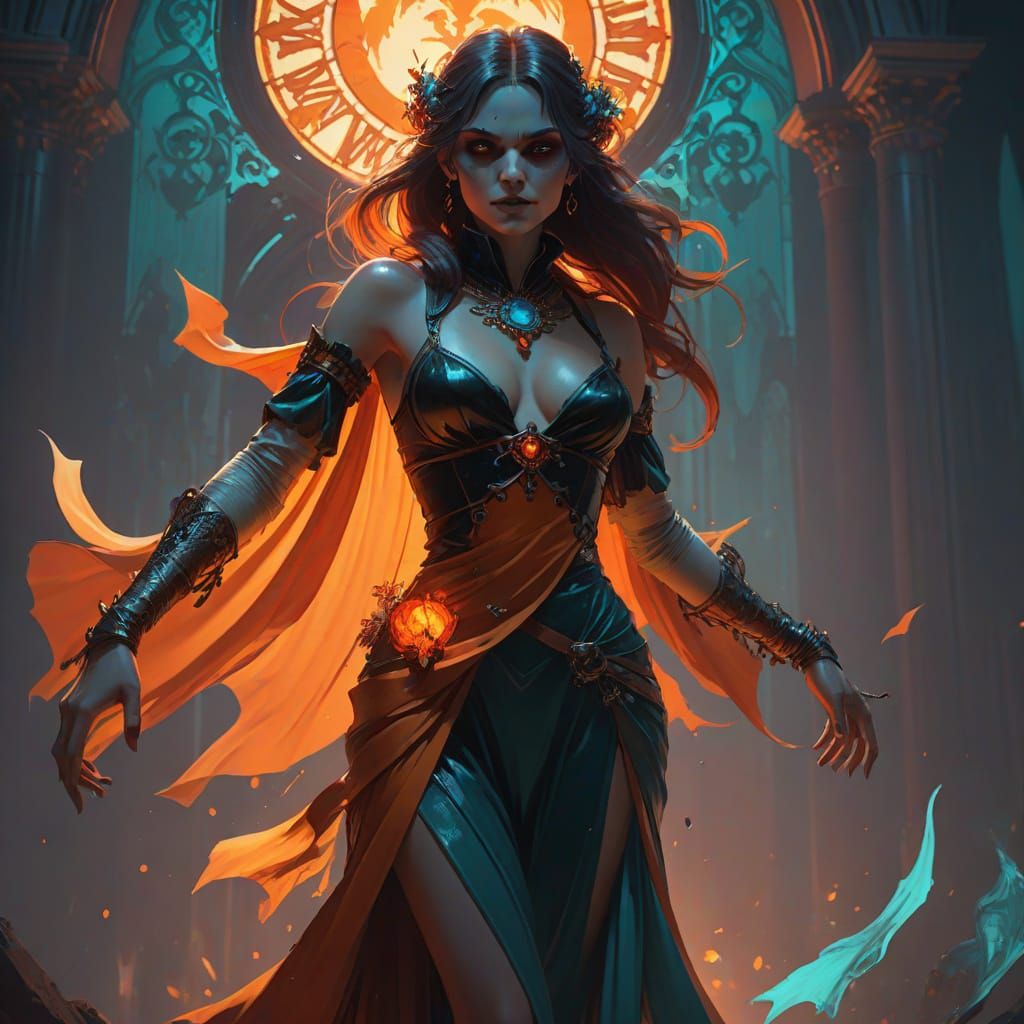 Vampire Seduction in Art Nouveau Style