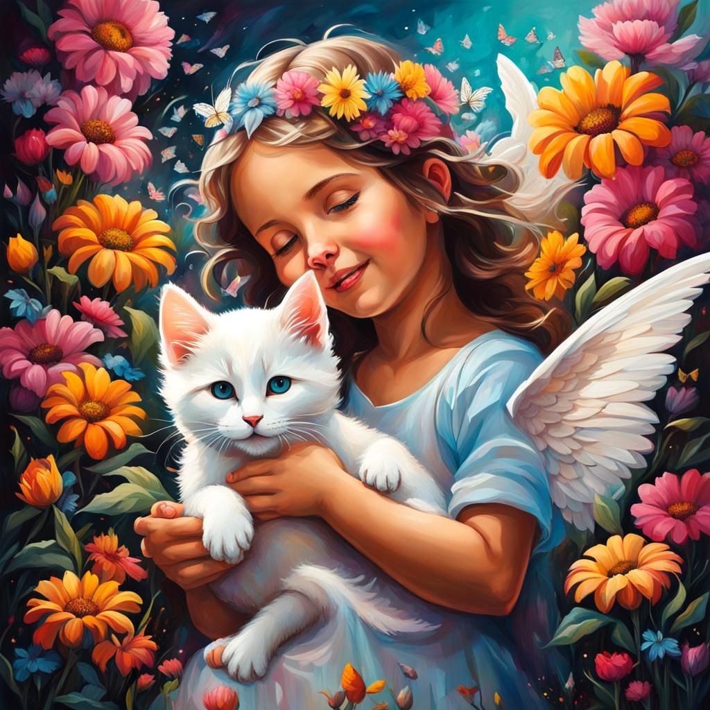 Angel of Kindness Giving Kitten, Graffiti Art