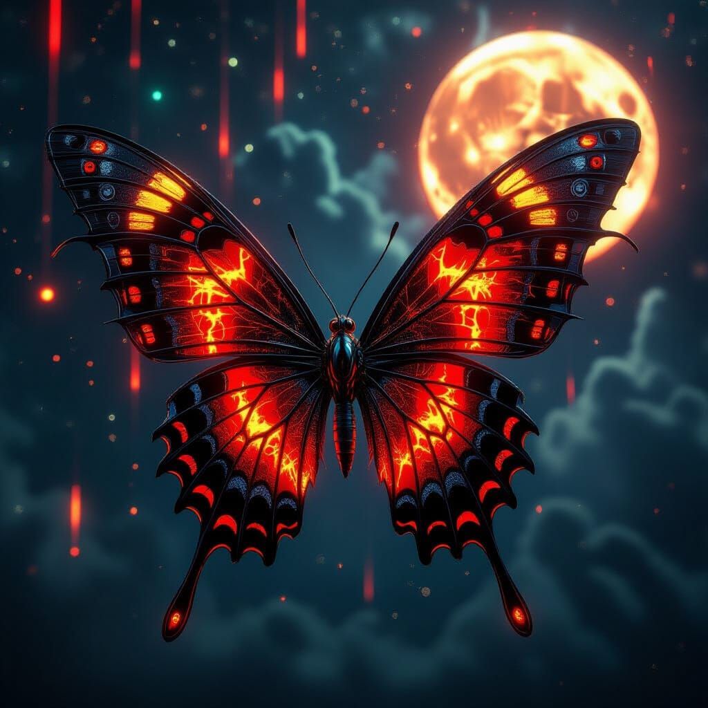 Biomechanical Butterfly in Cosmic Star Rain