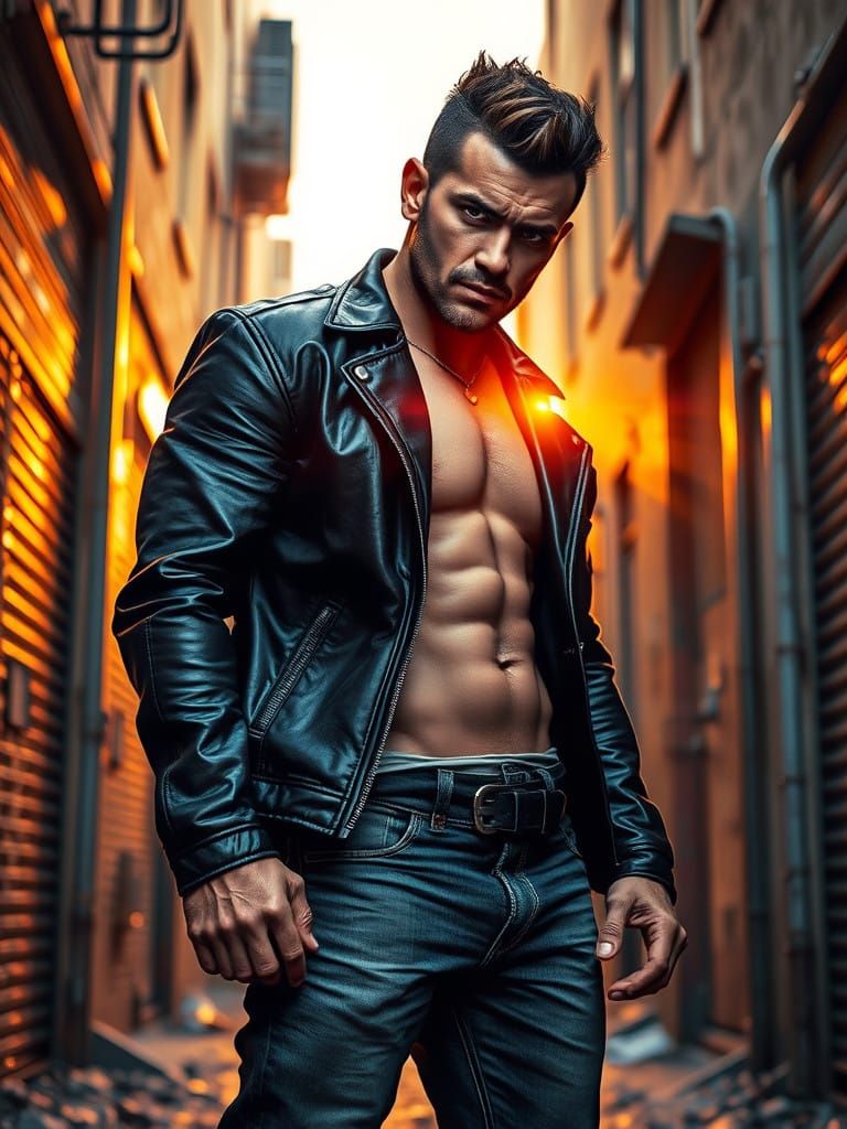 Futuristic Urban Warrior in Gritty Alleyway