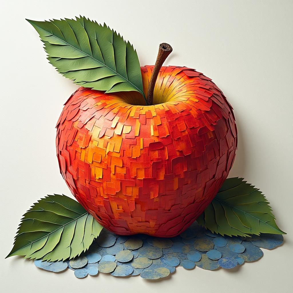 Paper Collage Apple Still Life: A Vibrant Composition