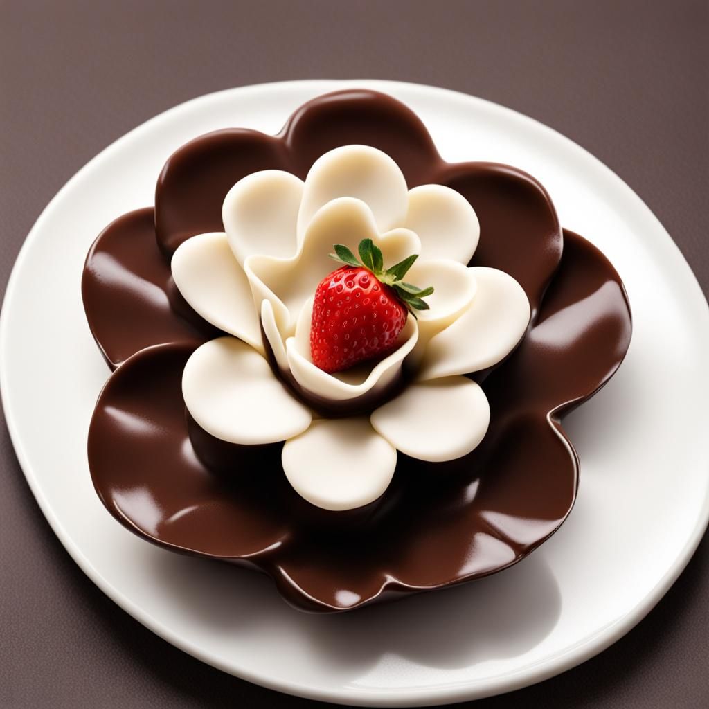 Chocolate Flower with Strawberry Center