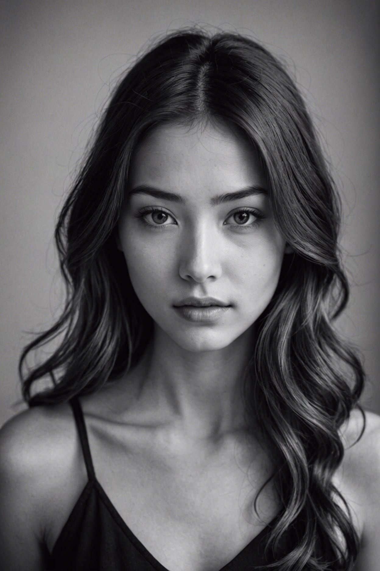 Monochrome Portrait of a Beautiful Young Woman