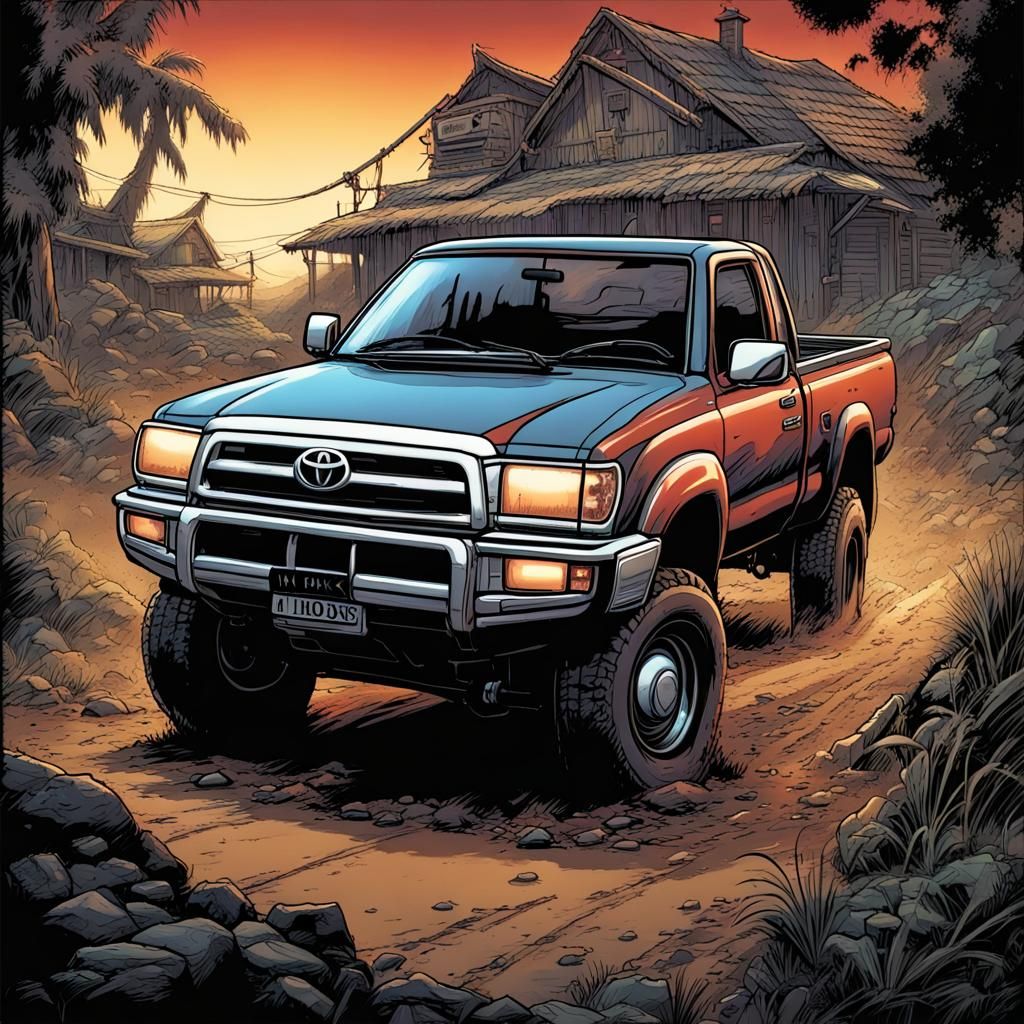 Toyota Hilux in Comic Book Art Style