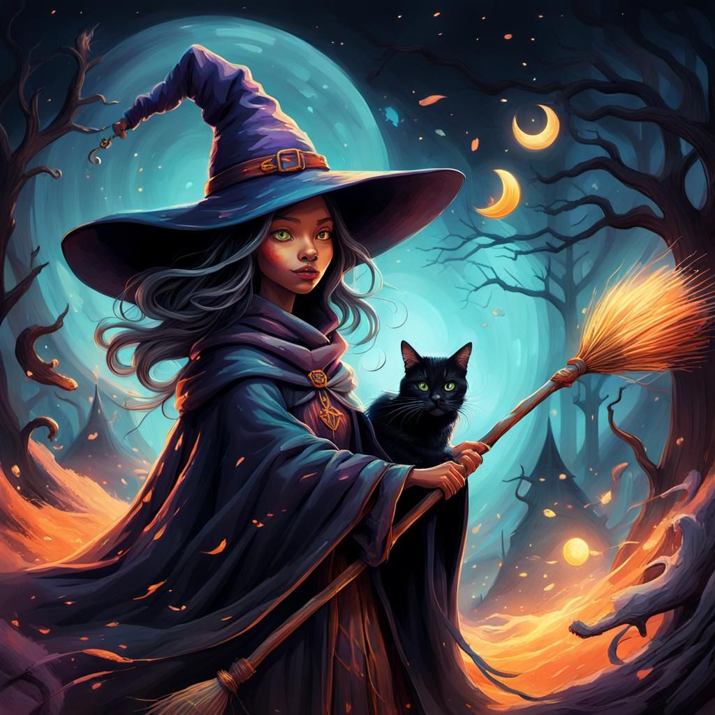 Enchanting Witch Transformation in Whimsical 3D Art