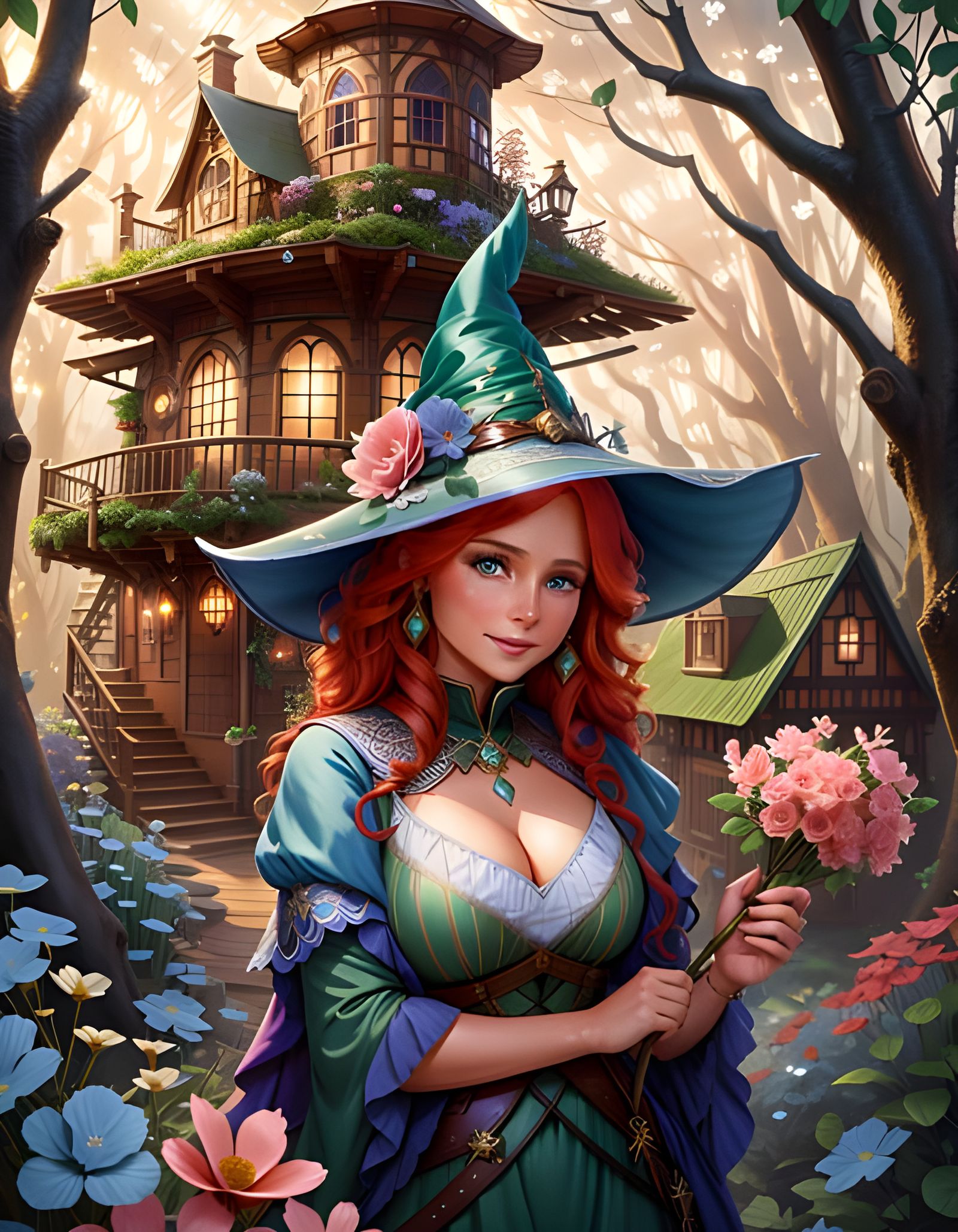 Enchanting Witch Portrait in Ethereal Style