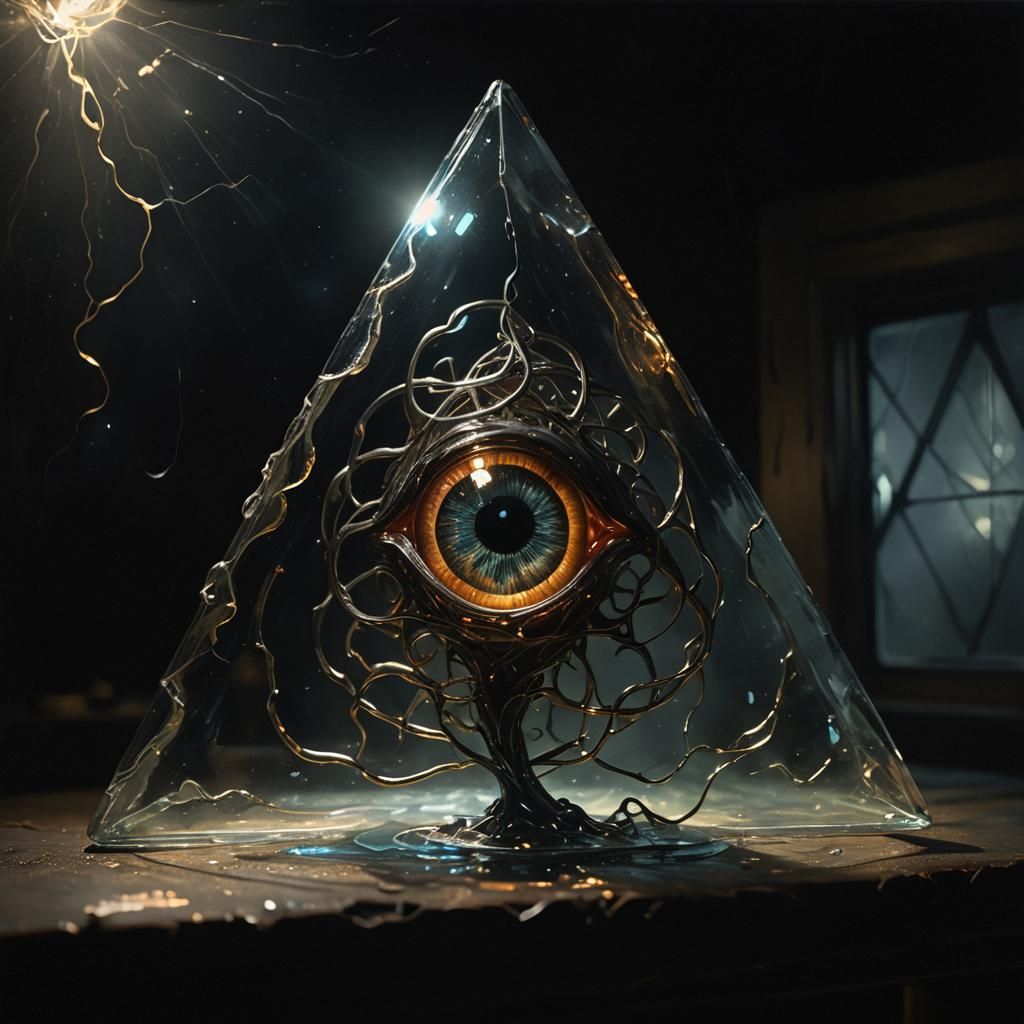 Ominous Glass Eye Brain in Dark Sci-Fi Art