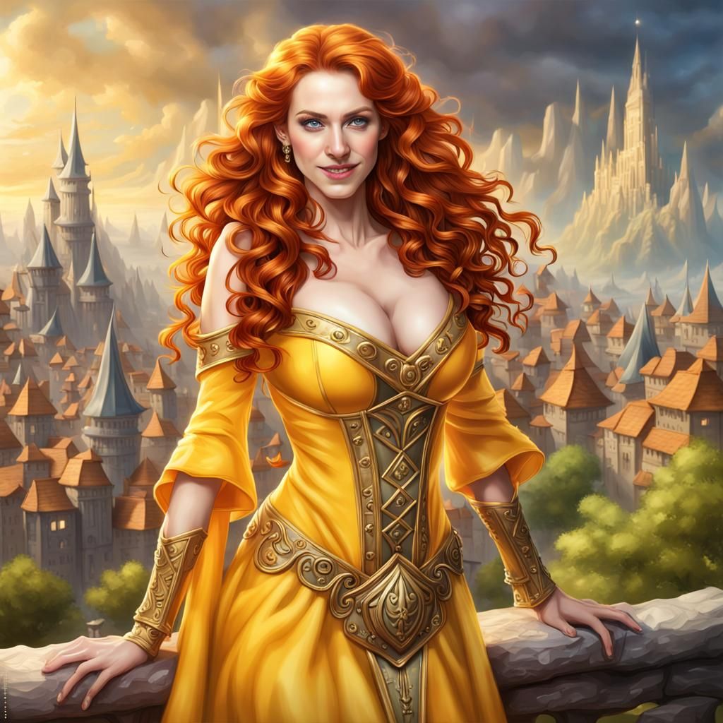 Redhead Wizard Woman in Warcraft Style