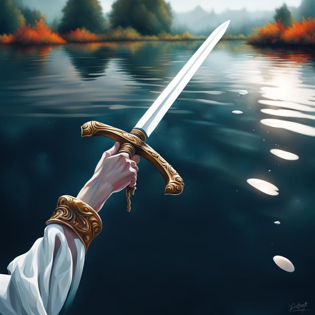 Lake Woman Offers Sword: Graffiti Art Style