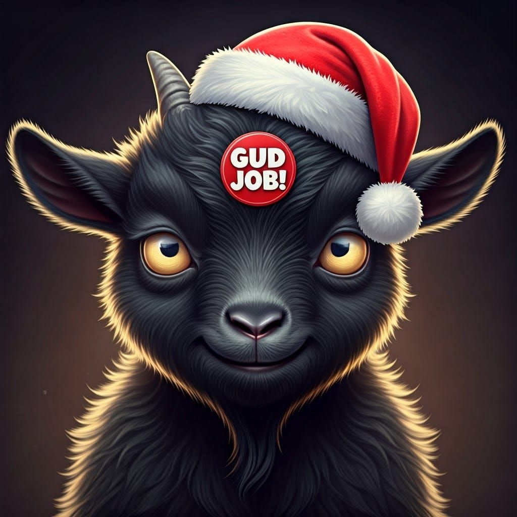 Adorable Goat in Christmas Finery with a Twist of Whimsy