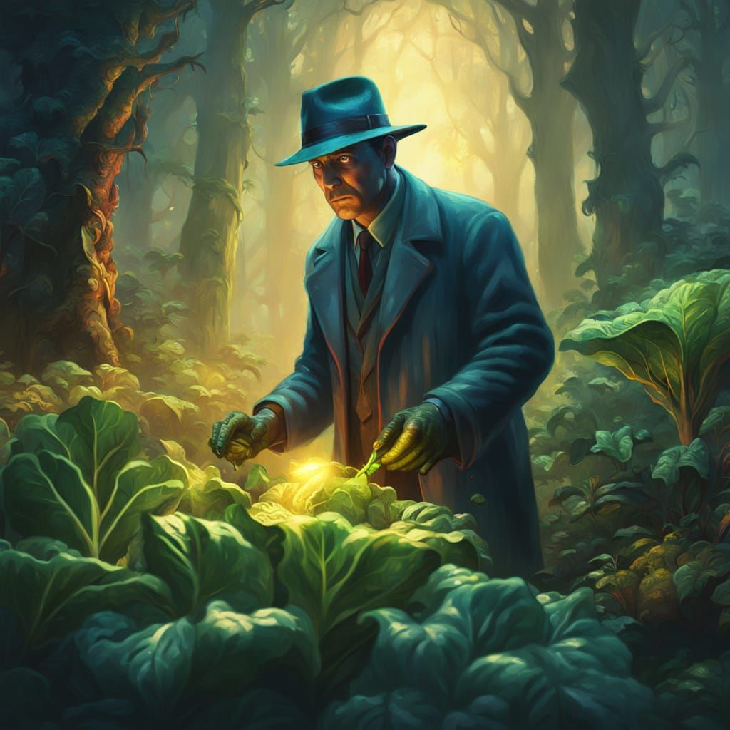 Detective Investigates Stolen Chard in Mystical Forest