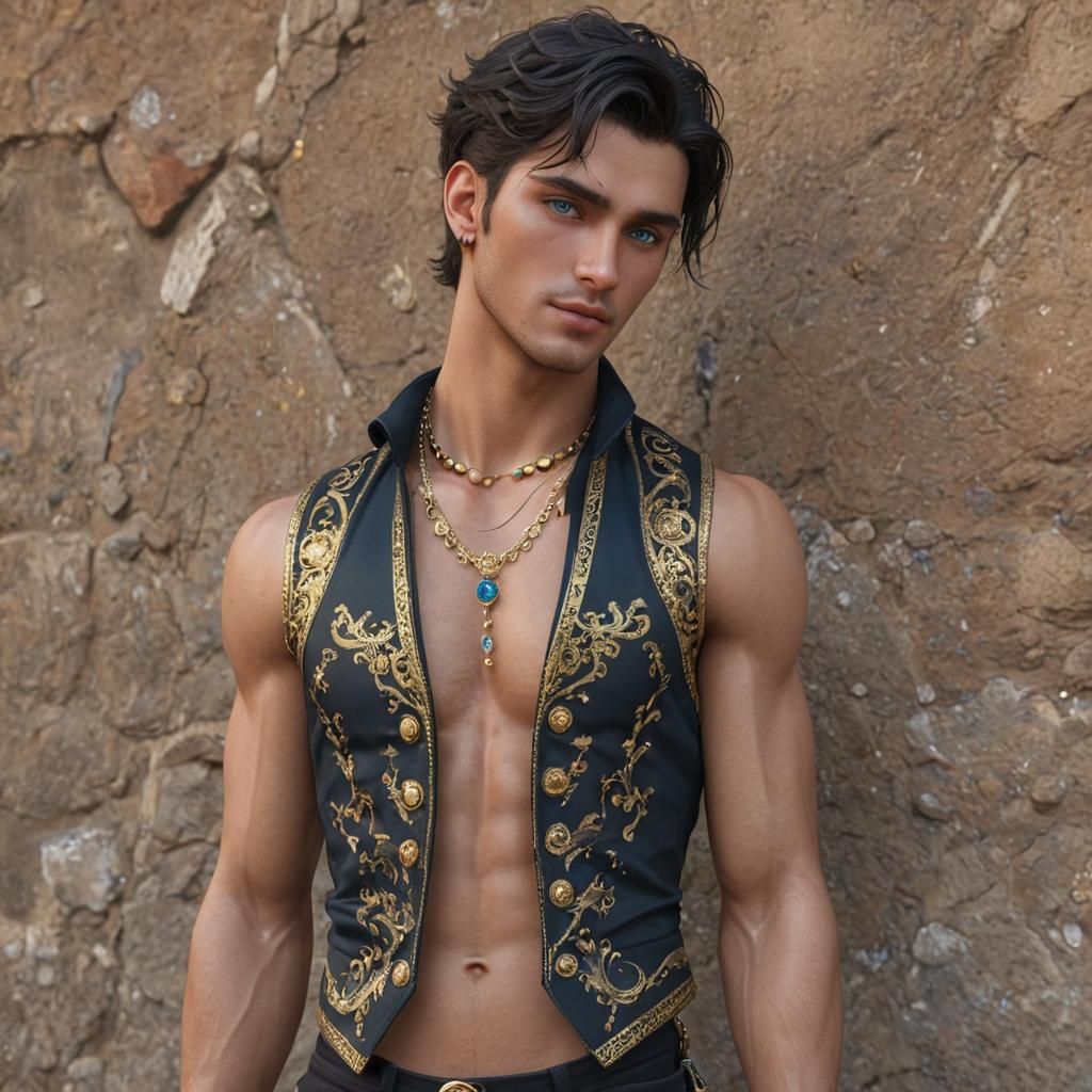 Handsome Gypsy Man in 3D Anime Style