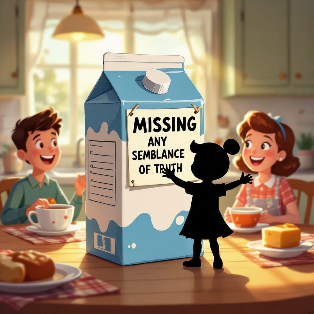Cartoon Milk Carton in Sunny 50s Kitchen