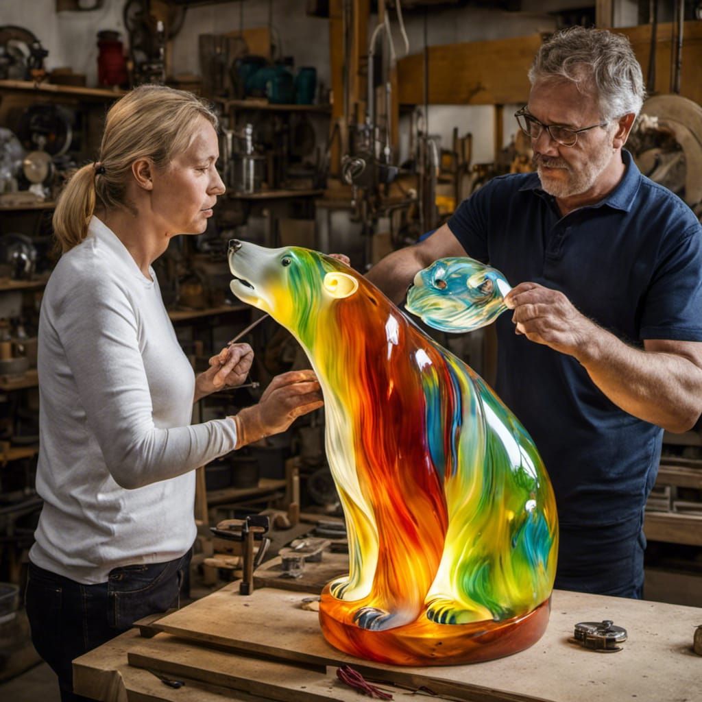 Polar Bear Sculptures Crafted in Marbled Glass