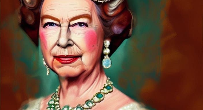 Queen Elizabeth Portrait in Splash Art Style