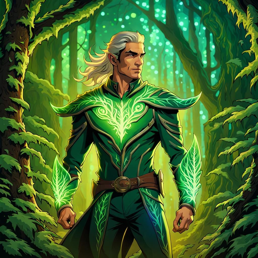 Elf Forest Spirit in Superhero Cowboy Style