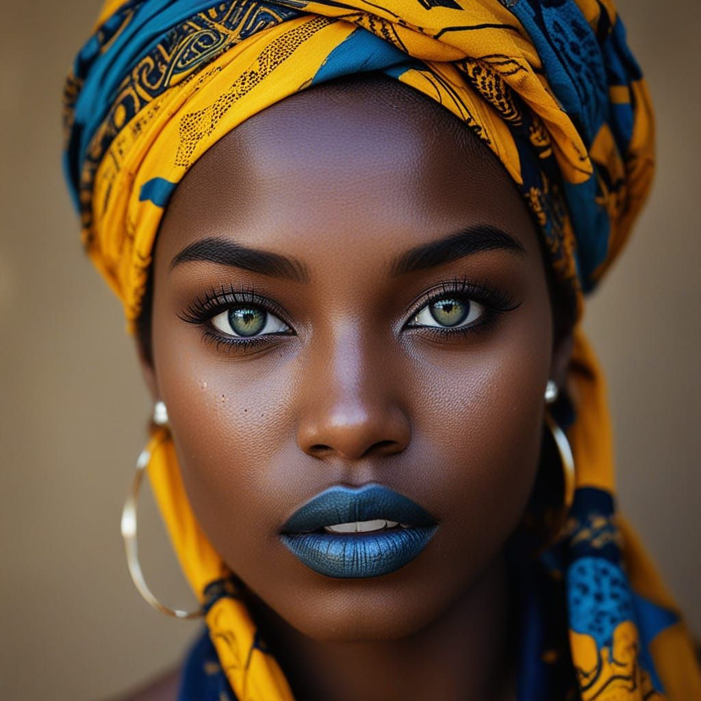 Vibrant Street Art Portrait of a Folani Woman