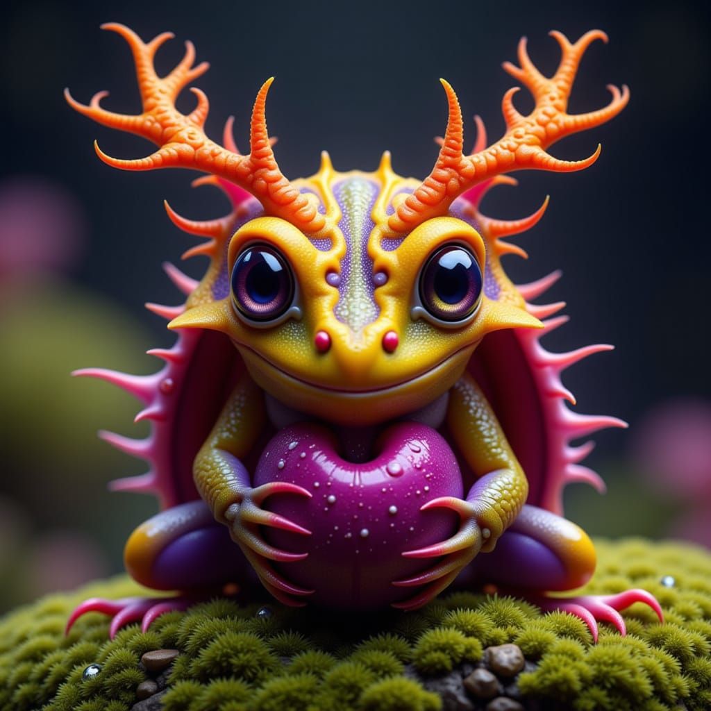 Adorable Frog-Tortoise Creature with Spiny Shell