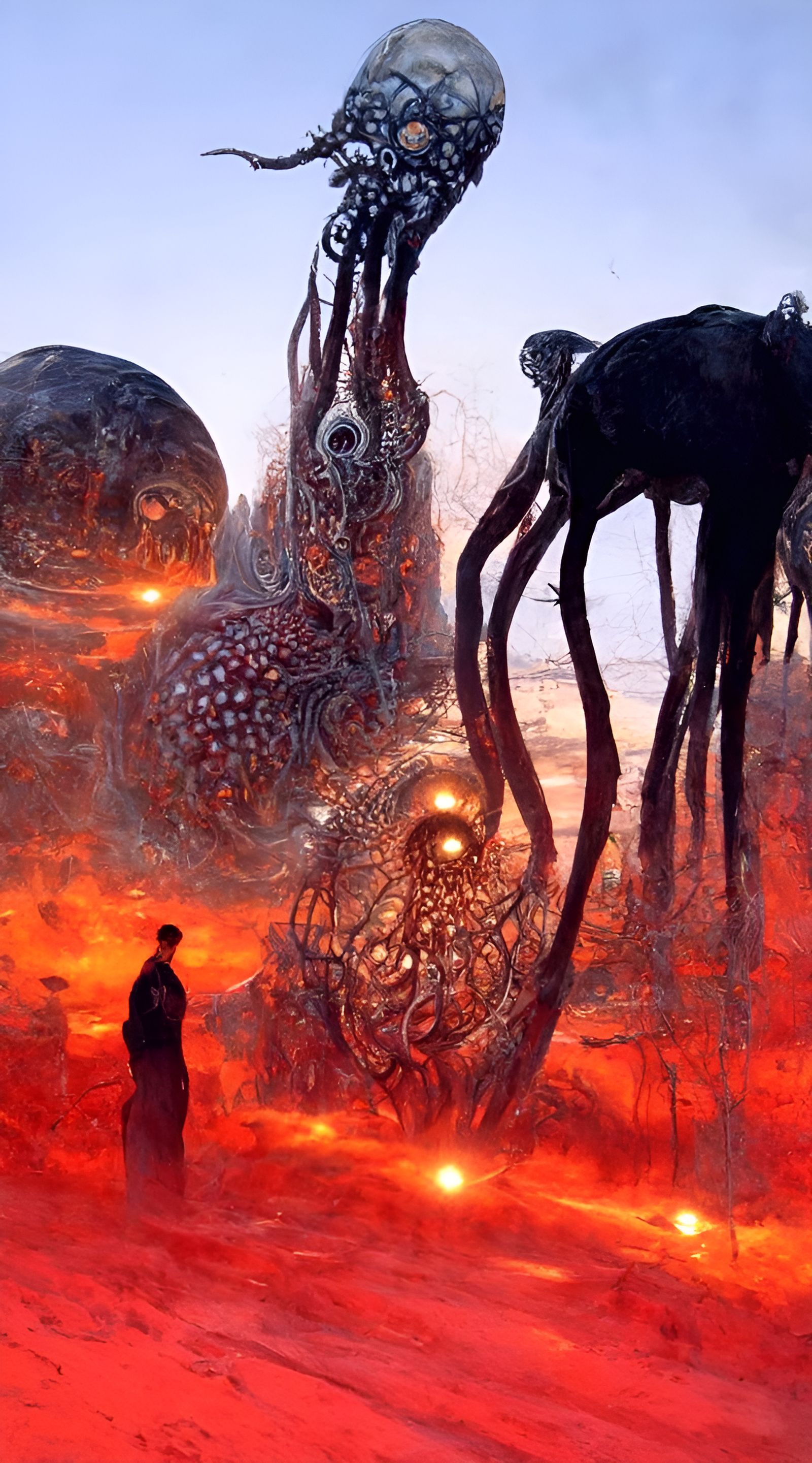 Eldritch Creatures Wander Wasteland: Ukiyo-e Style