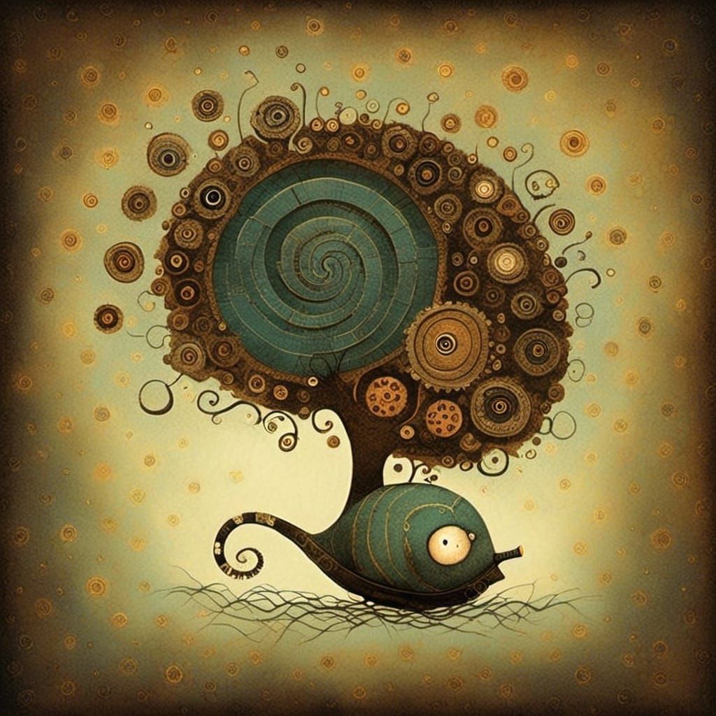 Surreal Snail in Lowbrow Pop Art Style