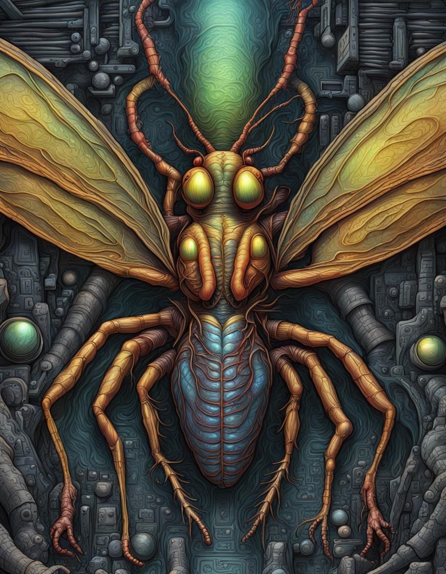 Alien Insect Dissection in Underground Comix Style