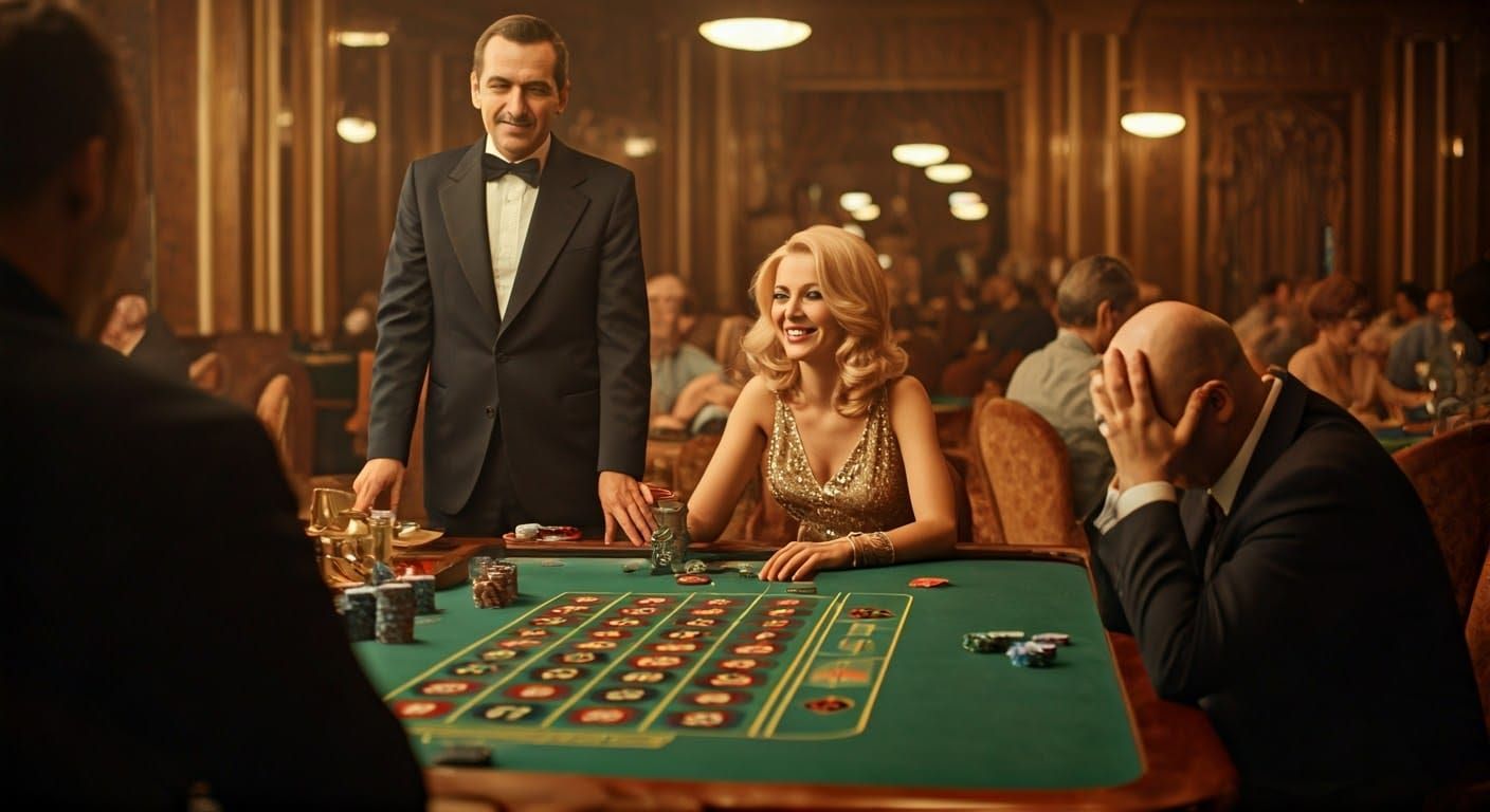 Glamorous 1970s Casino Scene with High Rollers