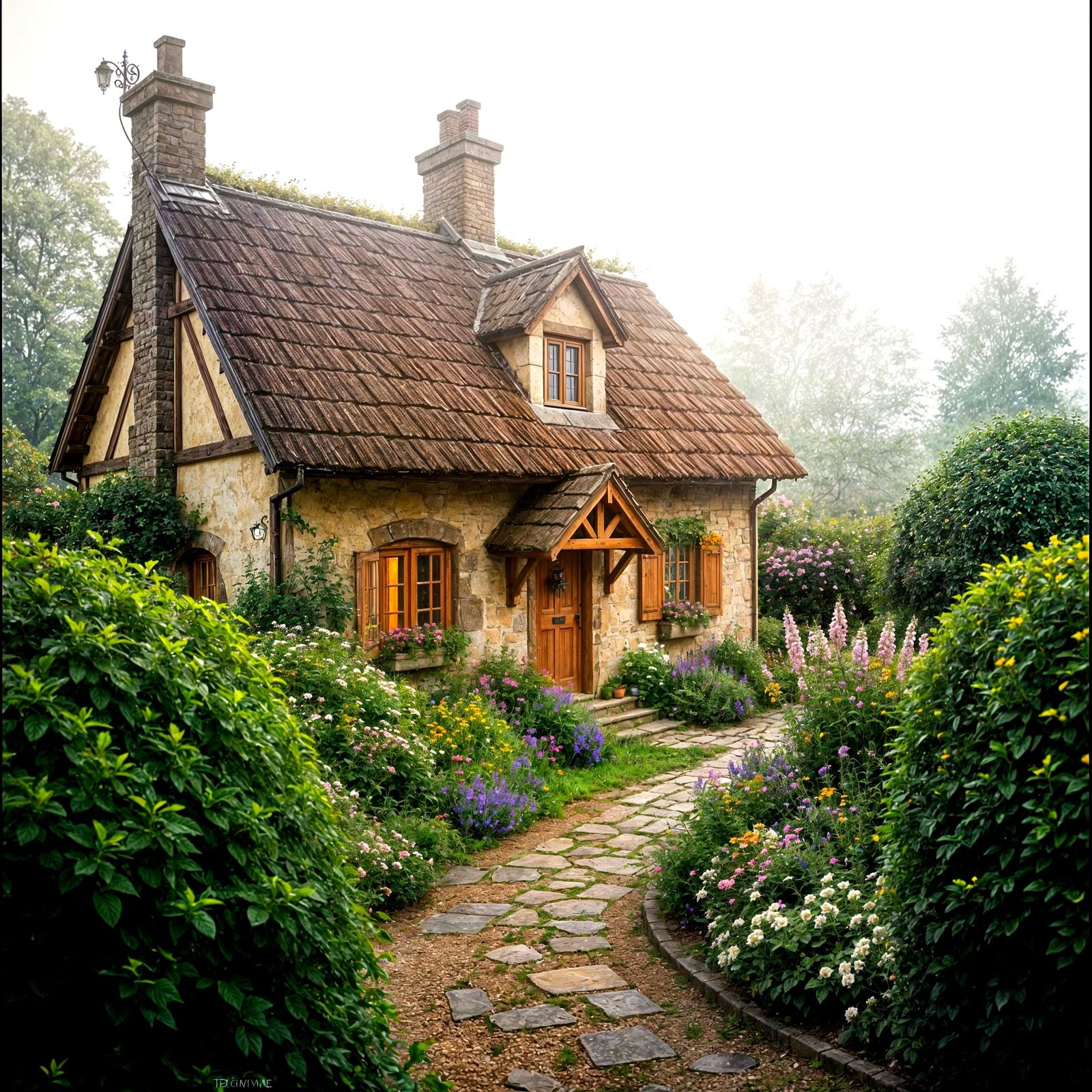 Idyllic Countryside Cottage in Dreamy Hyperdetailed Fantasy