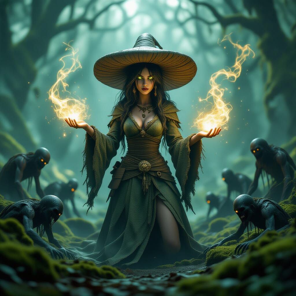 Mushroom-Mancer Battles Aberrations in Cinematic Style