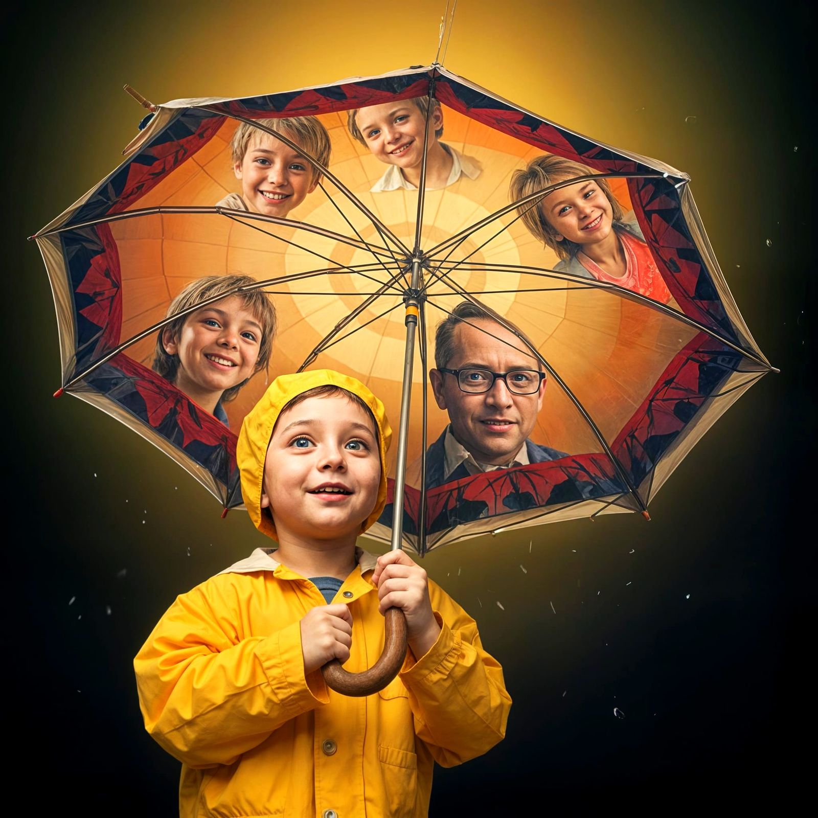 A Boy's Umbrella Reflects the Love of Family