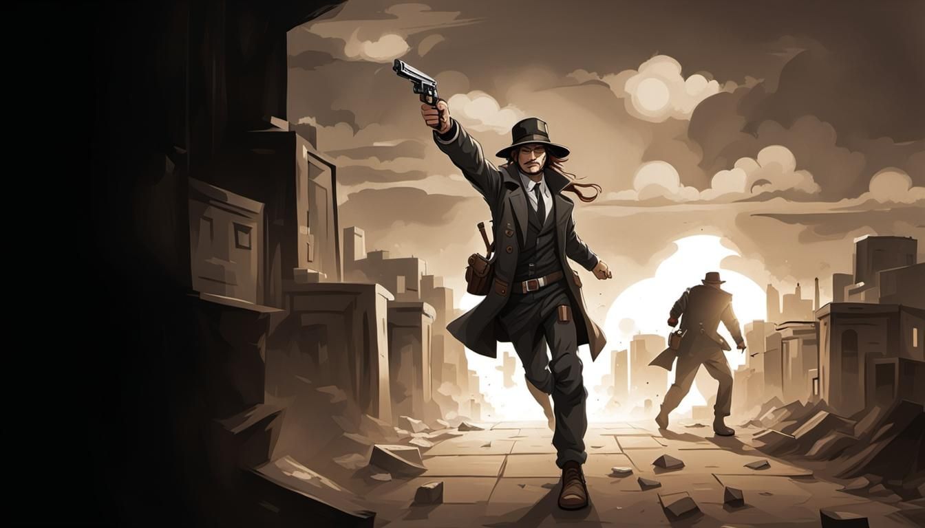 Girl in 21st Century Bank Robbery, Drawn Style