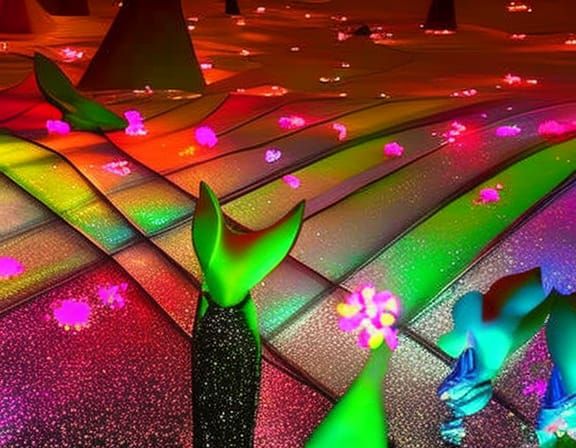 Fairycore Disco with Bioluminescent Dancefloor in 8k