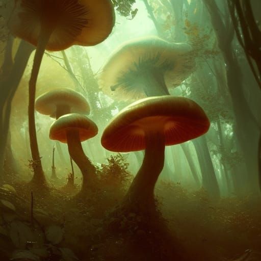 Detailed Morel Mushroom in Dark Fantasy Art