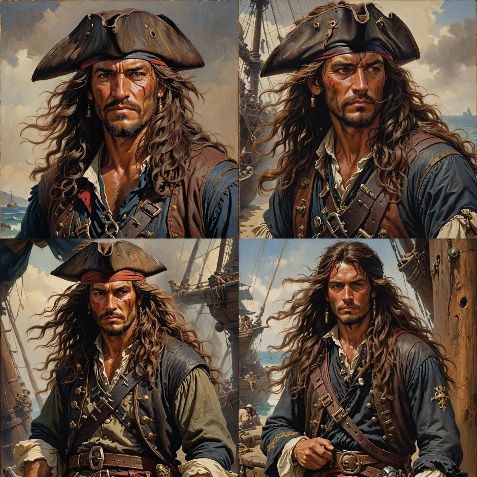 Friendly Pirate Portrait in Oil Painting Style