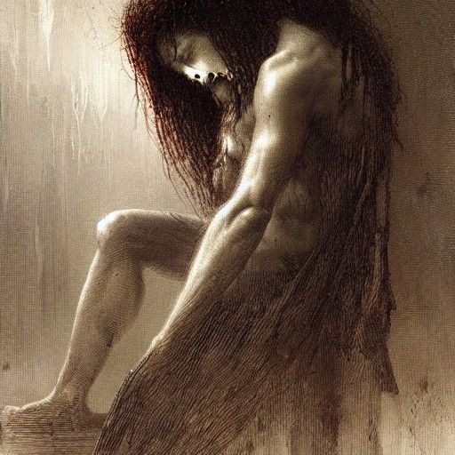 Horrific Vision of a Broken Mind in Dark Fantasy Style