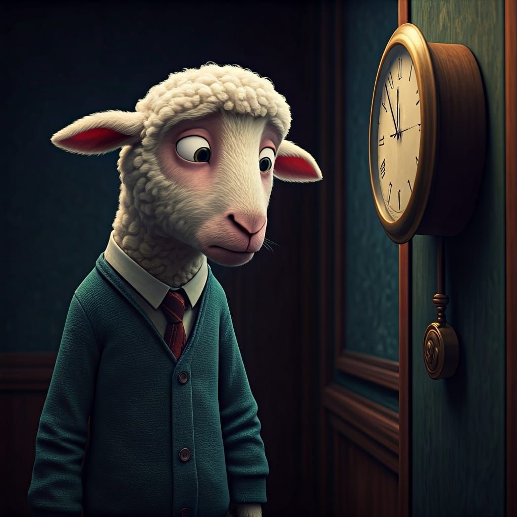 Nervous Lamb Waiting: Cinematic Film Still