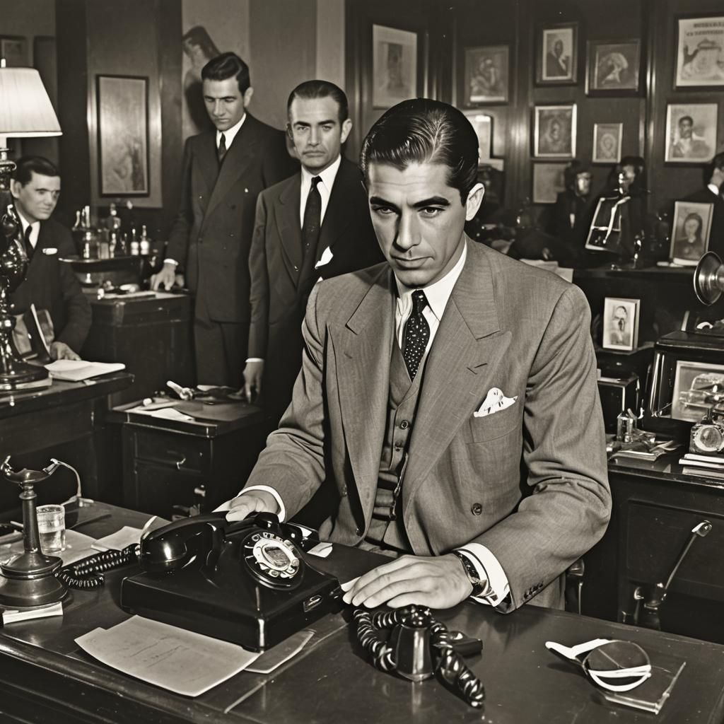 Gangster Luciano at Art Deco Nightclub on Rotary Phone