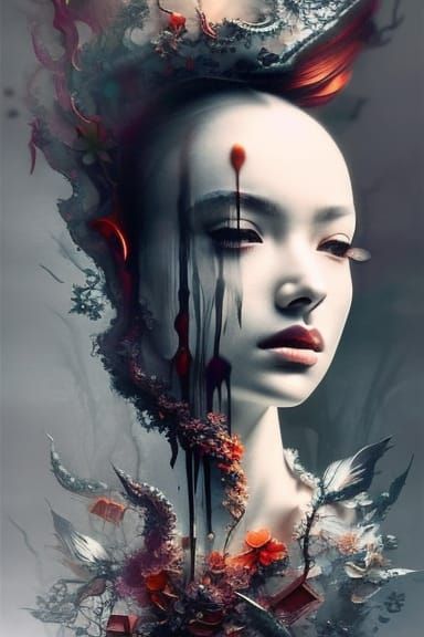 Clockpunk Crystal Bonsai Village: Detailed Digital Matte Pai...