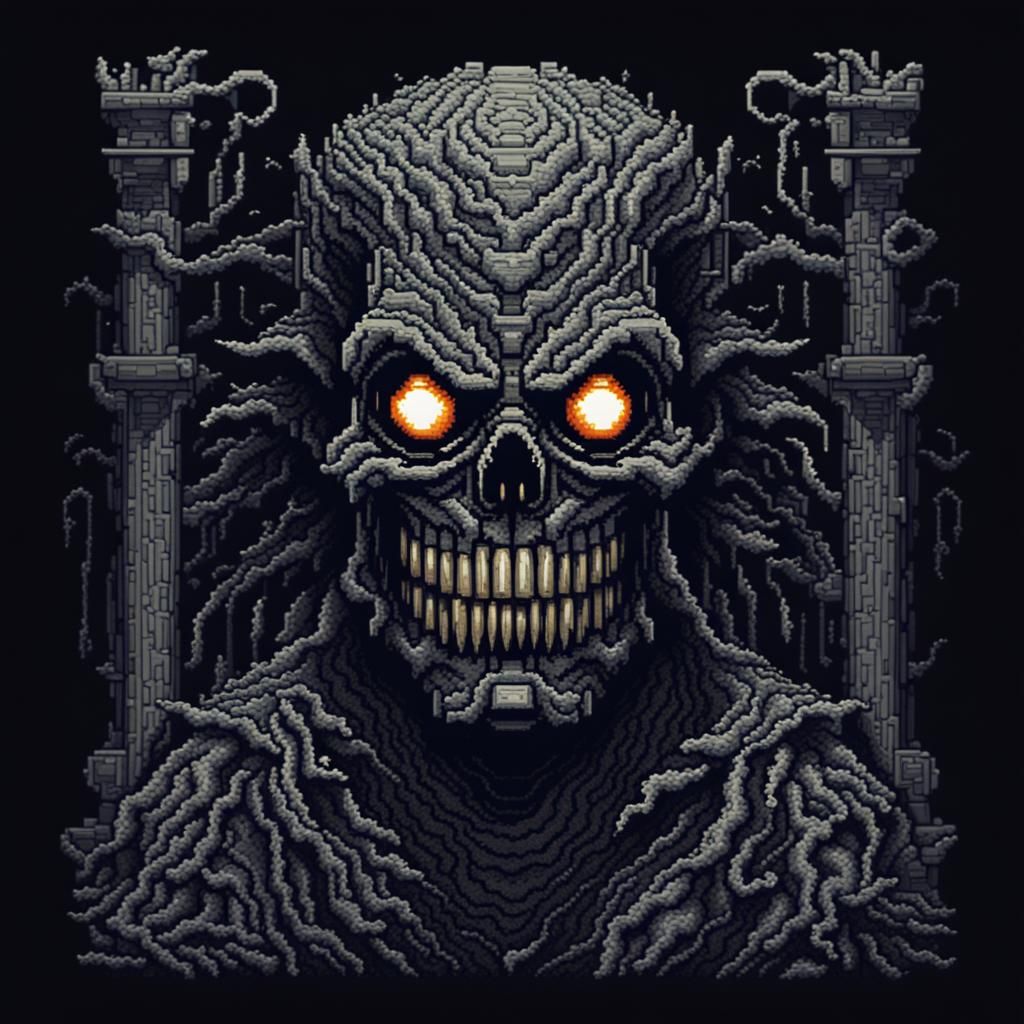 Spooky 8-bit Boogieman in Pixel Art Style