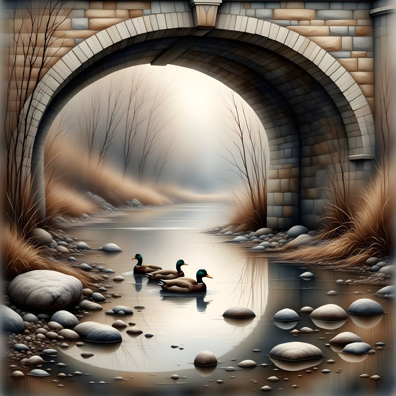 Serene Winter Scene in Muted Tones