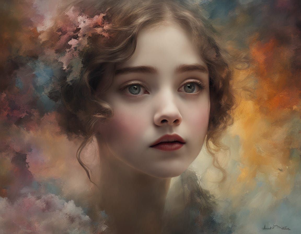 Lillian Gish Portrait in Dreamy Impressionist Style