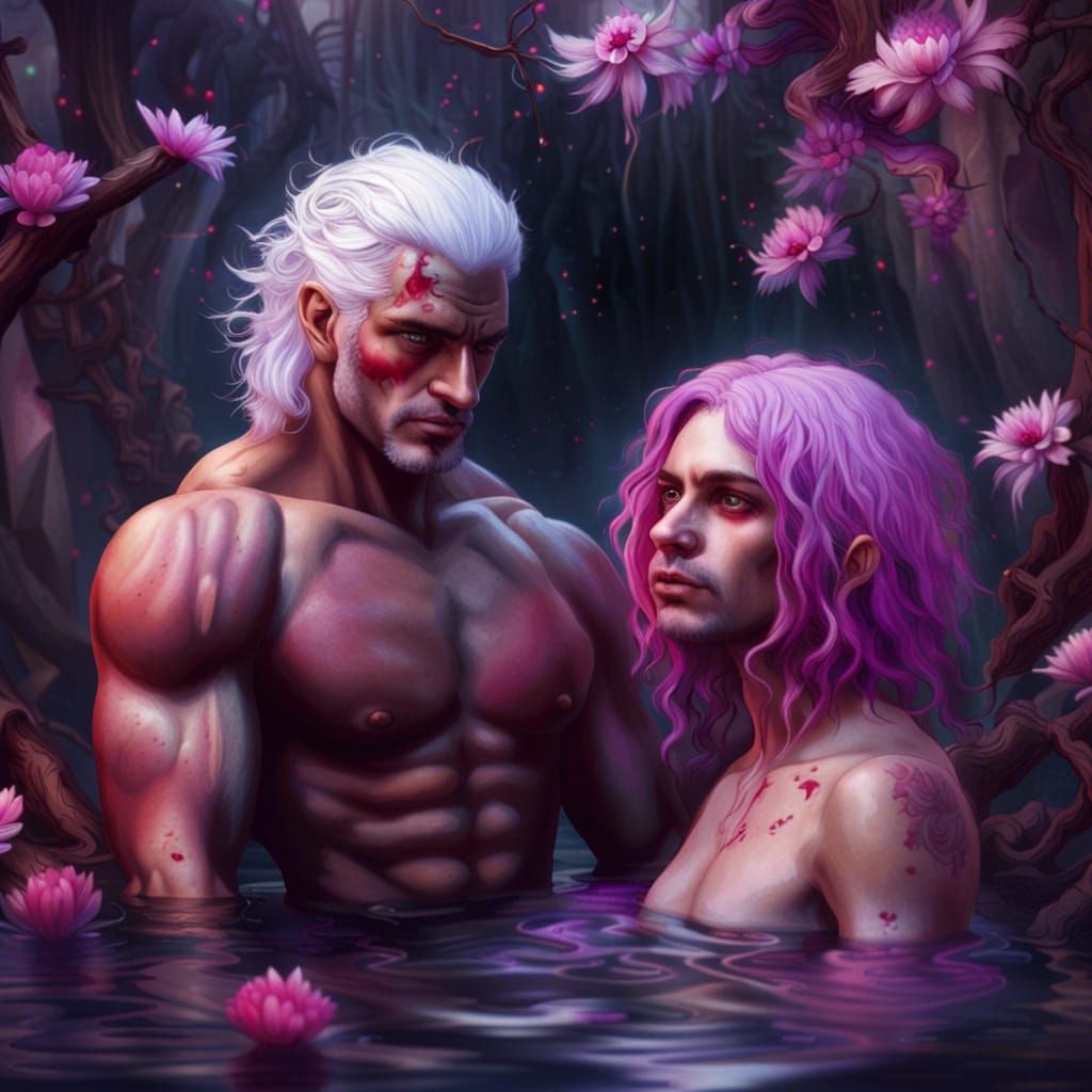 Fantasy Spring Bathing Scene in Detailed Matte Painting