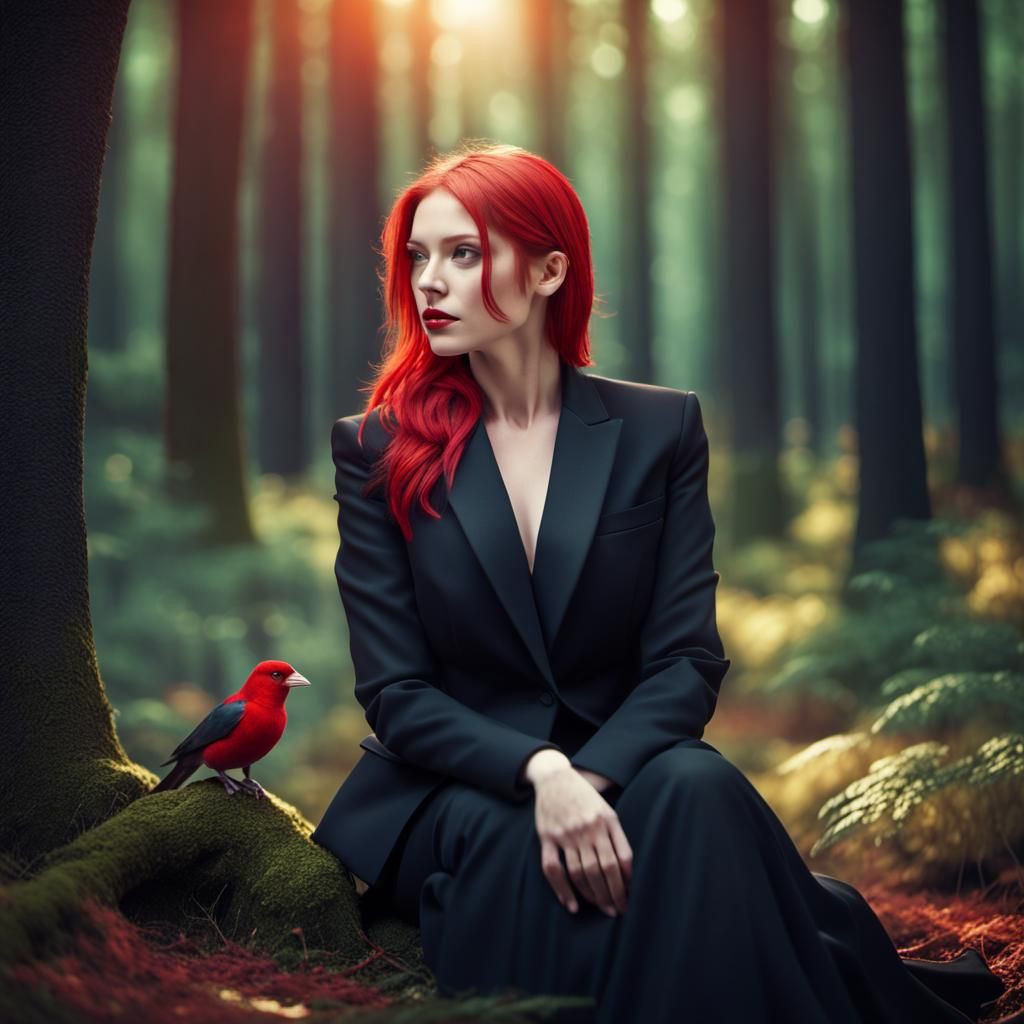 Woman and bird
