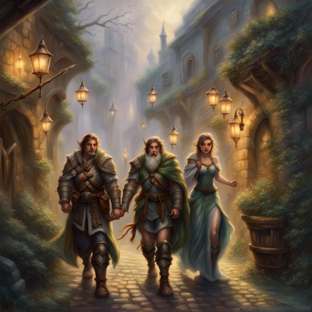 Fantasy Adventuring Party in Ethereal Style