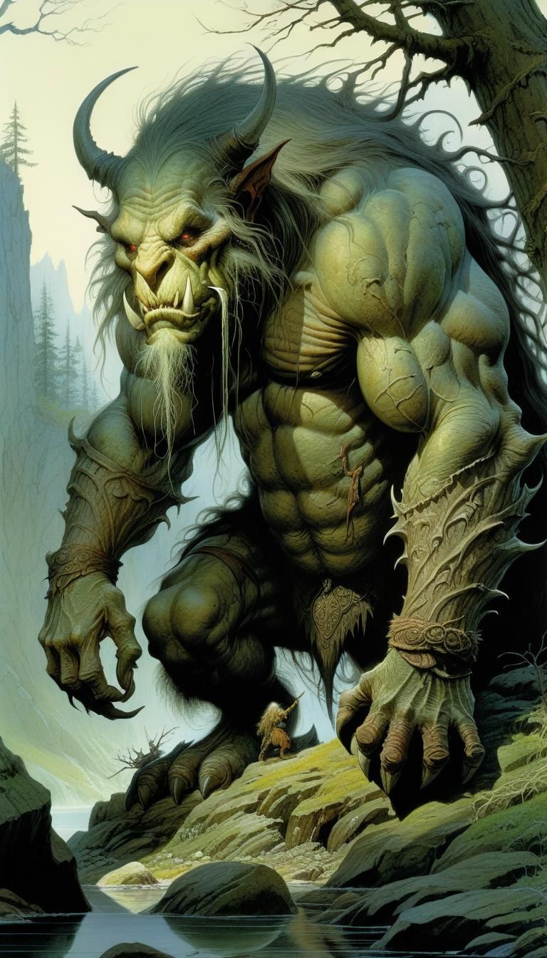 Detailed Fantasy Troll Illustration in 8K Resolution