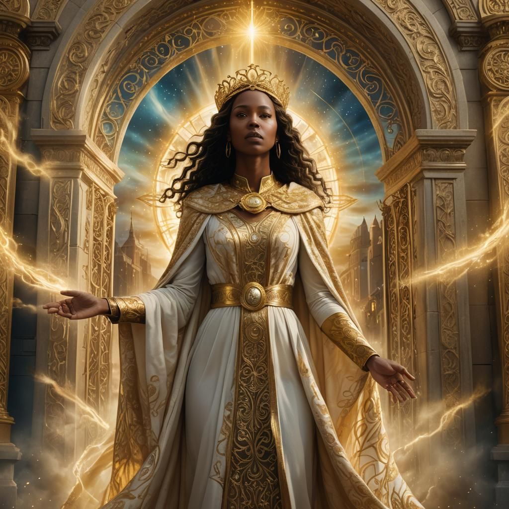 Woman at Pearly Gates: Fantasy Matte Painting