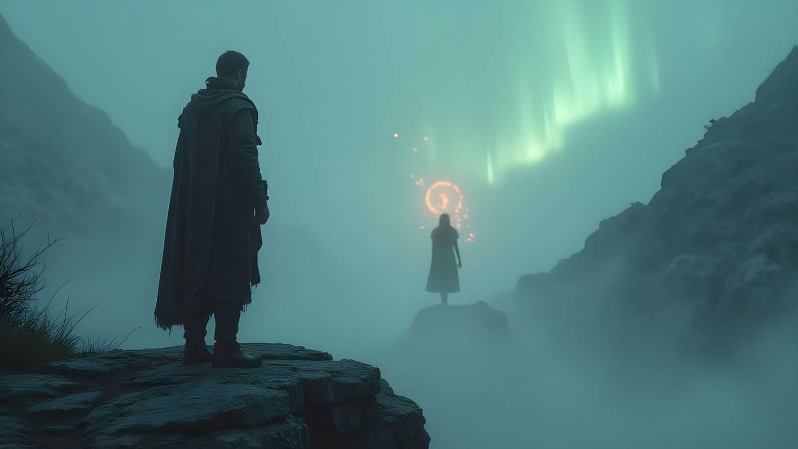 Windswept Landscape with Runes: Digital Art